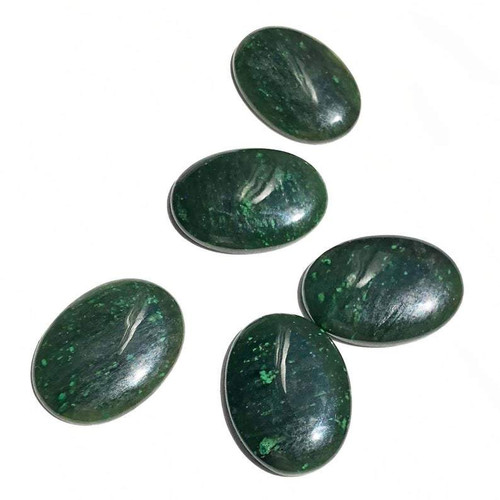 Natural Dark Green Oval Cassiar Nephrite Jade Cabochon, 30x22mm