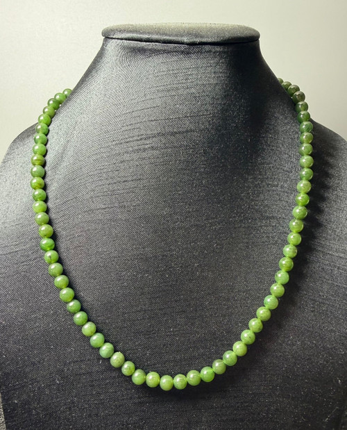 Natural Jade 6mm Strung Bead Necklace - Multiple Lengths