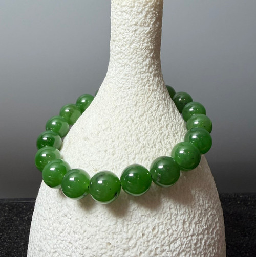 Natural Nephrite Jade 10mm Bead Bracelet