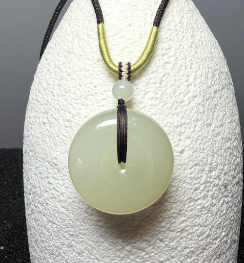 Natural White Nephrite Jade PI Pendant,27mm