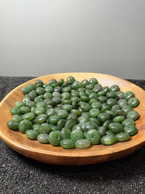 Natural Nephrite Jade Bead - 12mm 6MM - Sold Individually