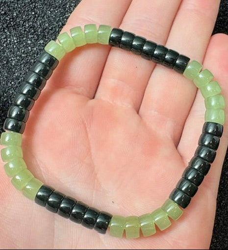 Natural Nephrite Jade 6mm x 3.5mm Bracelet