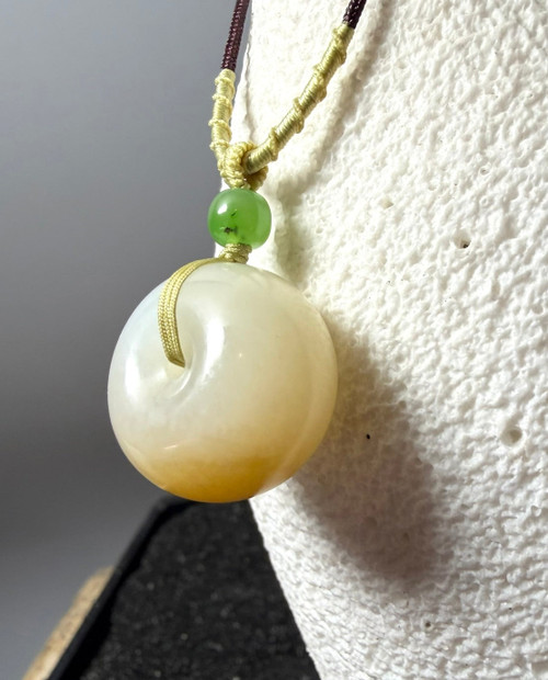 Natural White Jade PI Pendant, 22MM