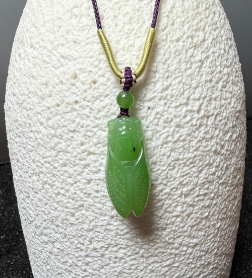 Natural Nephrite Jade Small Siberian Cicada Pendant, 24mm