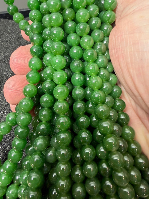 Natural Nephrite Jade Unstrung 8mm grade beads - Strands sold separately.