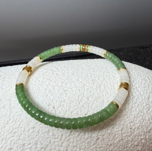 Natural Jade Bracelet, 5mm x 2mm