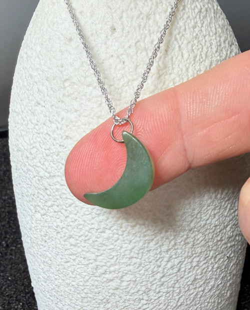 Natural Jade Moon Charm 16mm
