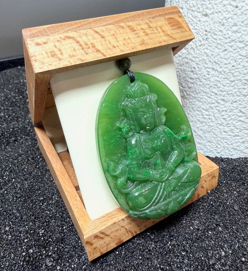 Natural Nephrite Jade Canadian Guanyin Pendant - 3 51mm