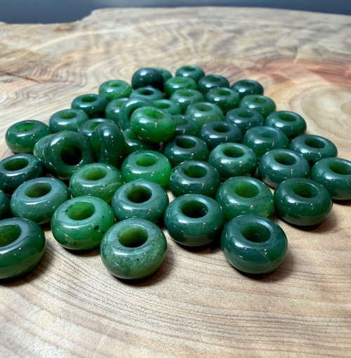 Natural Jade Bead, 14x7.5mm - Sold Individually.