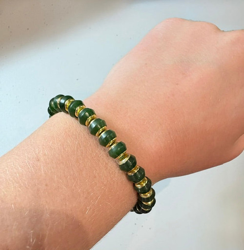 Natural Nephrite Jade Bracelet, 8mm x 6mm