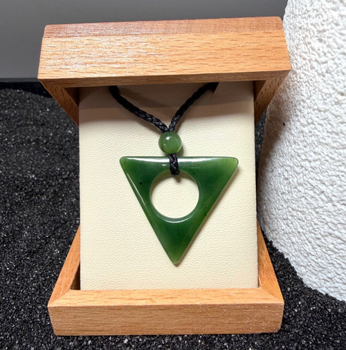 Natural Jade Triangle Pendant 30x33mm