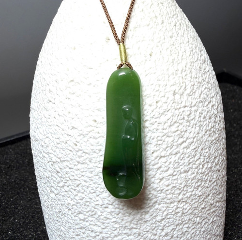 Natural Nephrite Jade Siberian Buddha Pendant, 39mm - 2