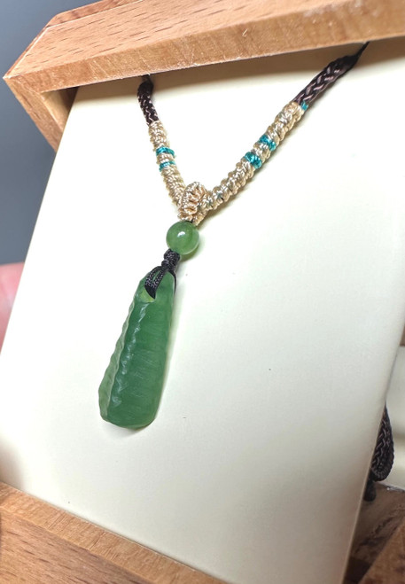 Natural Nephrite Jade Siberian Texture Drop Pendant, XS 17.5mm