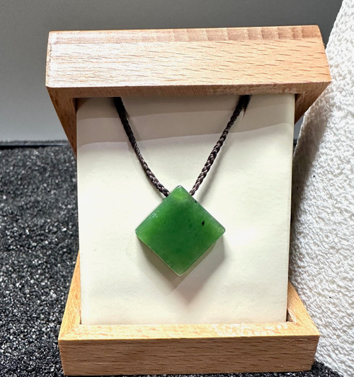 Natural Jade Diamond Shaped Pendant 15mm