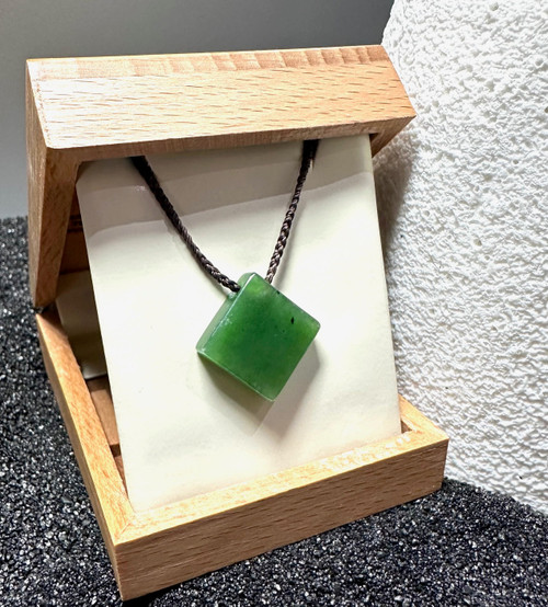Natural Jade Diamond Shaped Pendant 15mm