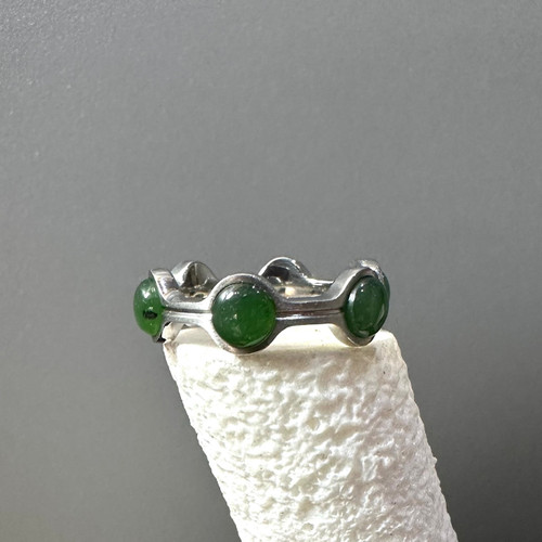 Natural Nephrite Jade Stainless Ring