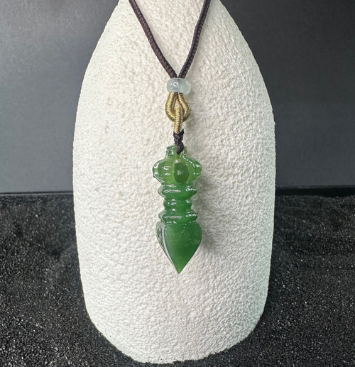 Natural Nephrite Jade Vajra Pendant 40mm