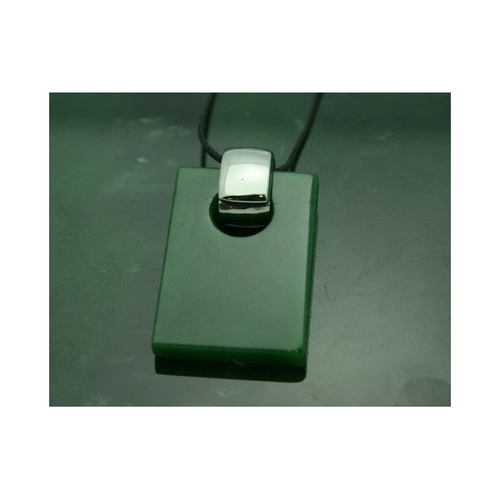 Natural Nephrite Jade Rectangle Pendant+2 22mm
