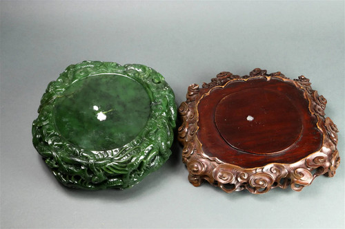 Natural Nephrite Jade Intricate Dragon Bowl - One of a kind