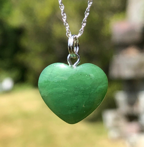Natural Nephrite Jade Heart Charm - No Chain 15mm