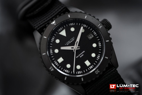 Lum-Tec Mens Watch 39mm Solar Marine 6 w/ 300m Water Resistance & Super-Luminova