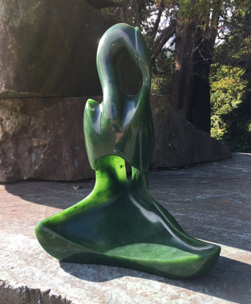 Natural Jade John McDonald Herron Carving 12"