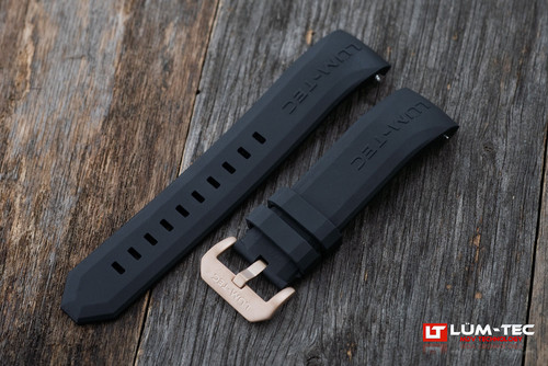 Lum-Tec Combat B 22mm Black FKM Rubber Strap with Bronze-Toned Buckle