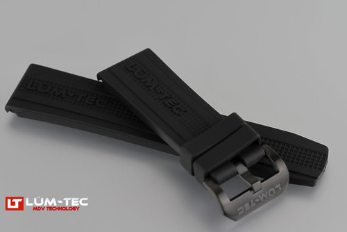 Lum-Tec 24mm XL Black Rubber Strap with Black PVD Buckle