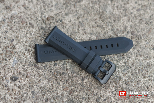 Lum-Tec 26/22mm Original OEM Black Rubber Strap with Black PVD Buckle