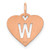 Image of 10K Rose Gold Heart Letter W Initial Charm