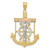Image of 10K Tri-color Gold Diamond-cut w/Textured Mariners Cross Pendant 10C3931