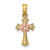 Image of 10K Two-tone Gold Cross w/ Small Flower Pendant