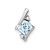 10K White Gold Antiqued Cushion Aquamarine and Diamond Chain Slide Pendant