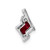 Image of 10K White Gold Antiqued Cushion Created Ruby and Diamond Chain Slide Pendant