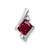 Image of 10K White Gold Antiqued Cushion Created Ruby and Diamond Chain Slide Pendant