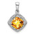 Image of 10K White Gold Cushion Citrine and Diamond Pendant