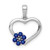 Image of 10k White Gold Diamond and Sapphire Heart w/ Flower Pendant