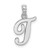 Image of 10k White Gold Polished T Script Initial Pendant