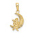Image of 10K Yellow Gold & Rhodium Polished Moon w/ Angel Pendant