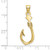 Image of 10K Yellow Gold 3-D Large Fish Hook with Rope Pendant