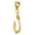 Image of 10K Yellow Gold 3-D Large Fish Hook with Rope Pendant