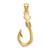 Image of 10K Yellow Gold 3-D Large Fish Hook with Rope Pendant