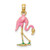 Image of 10k Yellow Gold 3-D Pink Flamingo Pendant