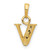 Image of 10K Yellow Gold and Rhodium Diamond Initial V Pendant