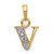 Image of 10K Yellow Gold and Rhodium Diamond Initial V Pendant