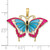 Image of 10K Yellow Gold Blue & Red Enameled Butterfly Pendant