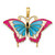 Image of 10K Yellow Gold Blue & Red Enameled Butterfly Pendant