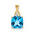Image of 10K Yellow Gold Checkerboard Blue Topaz and Diamond Pendant