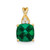 Image of 10K Yellow Gold Checkerboard Created Emerald and Diamond Pendant