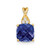 Image of 10K Yellow Gold Checkerboard Created Sapphire and Diamond Pendant